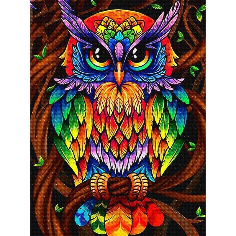 Abstract Owl Painting - Painted Memory