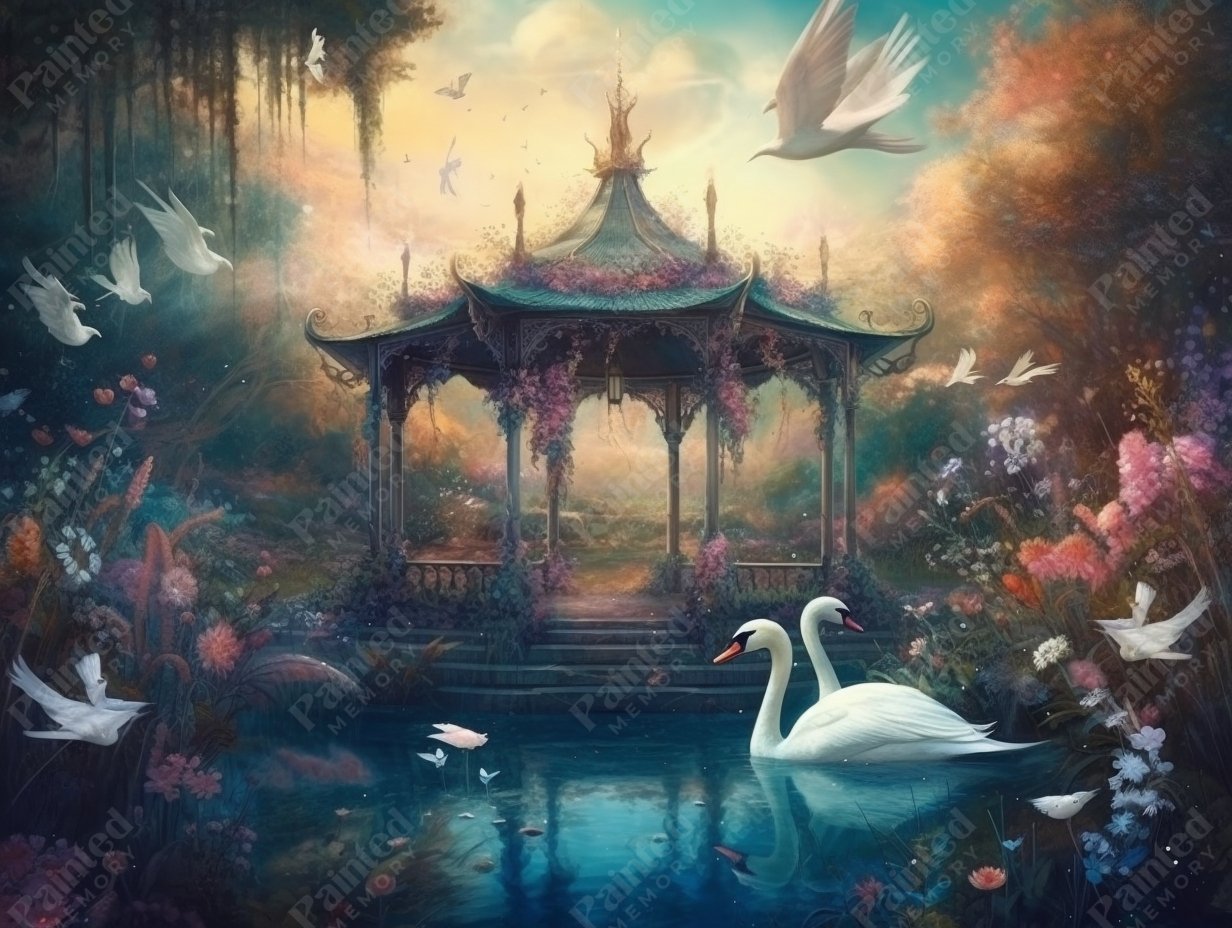 Elegant Swan Retreat - Diamond Kit - Painted Memory