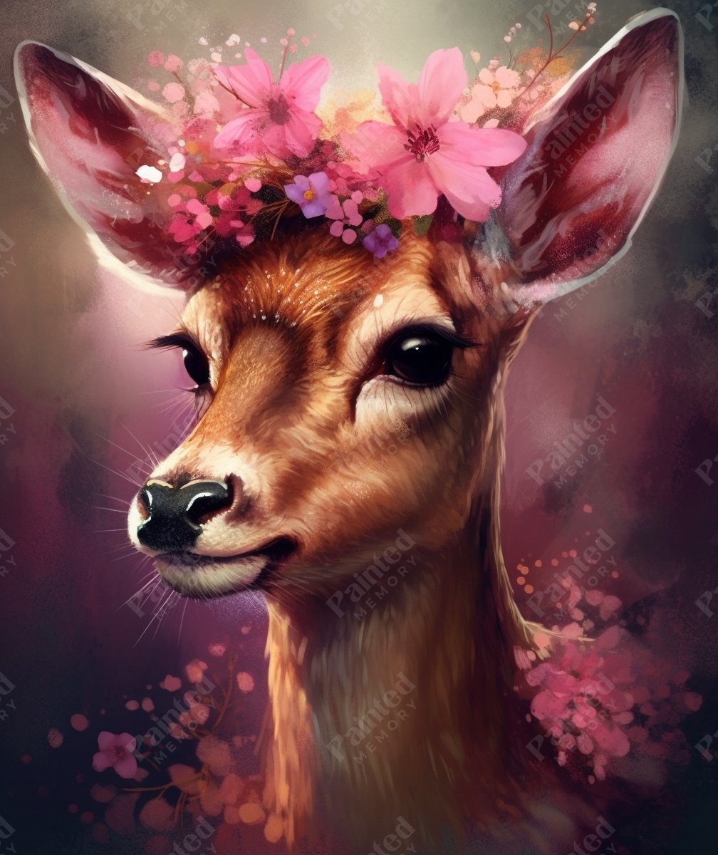 Floral Crown Deer - Diamond Kit - Painted Memory