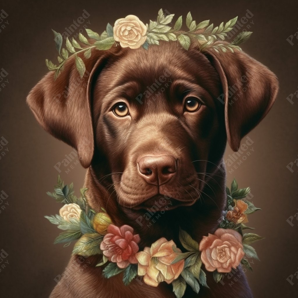 Flower Crowned Dog - Painted Memory