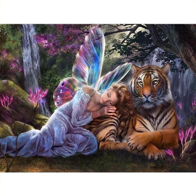 Forest Fairy and Guardian Tiger - Painted Memory