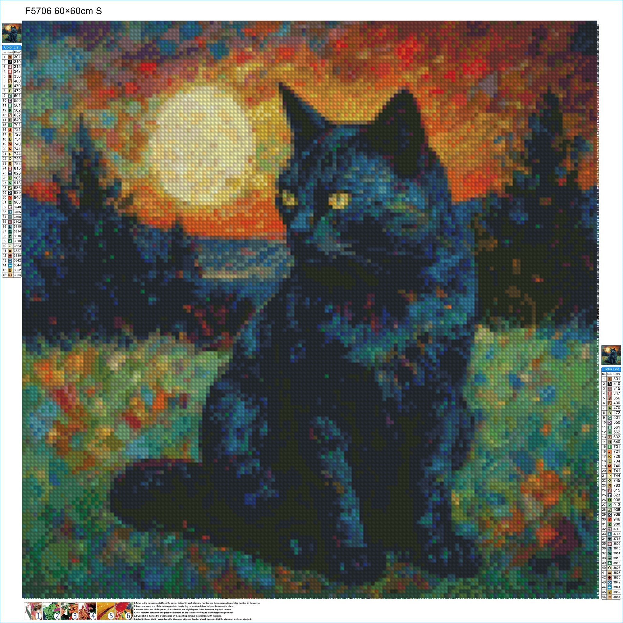 Lunar Cat Portrait - Diamond Kit - Painted Memory