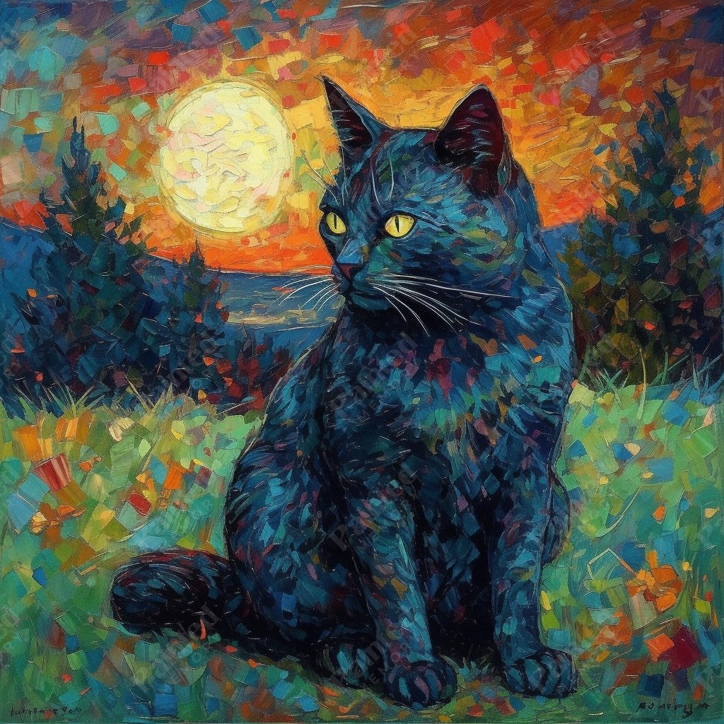 Lunar Cat Portrait - Diamond Kit - Painted Memory