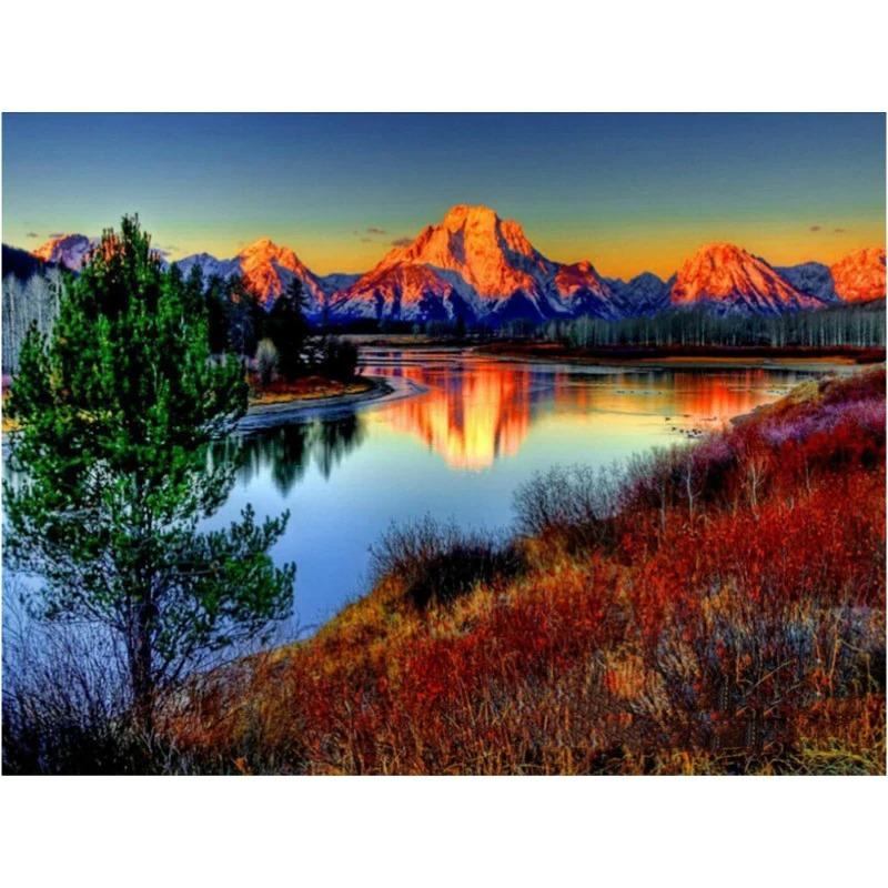 Mountain Lake Landscape - Painted Memory