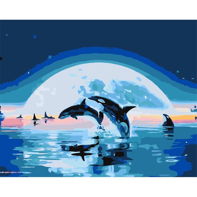 Rainbow dolphin - Painting by Numbers - Painted Memory