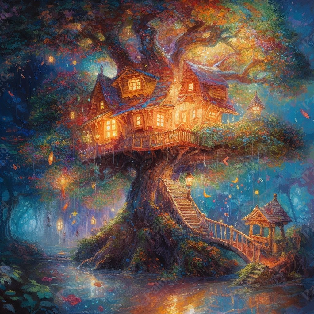 Riverside Treehouse - Diamond Kit - Painted Memory
