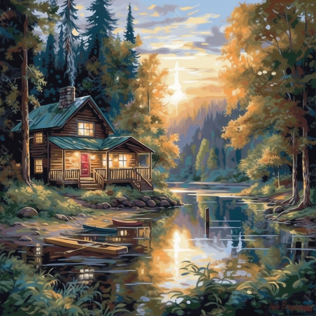 Serene Cabin - Painted Memory