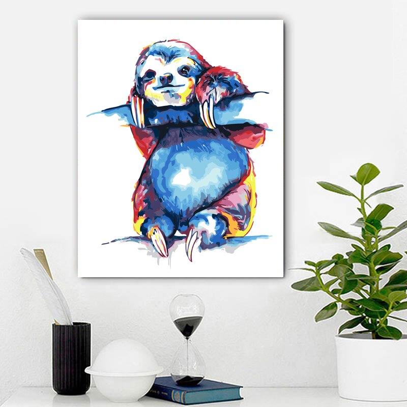 Sloth hanging on branch - Painting by Numbers - Painted Memory