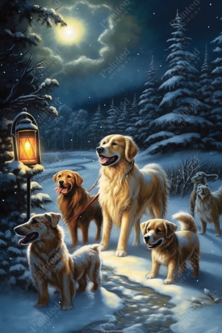 Snowy Canine Adventure - Painted Memory