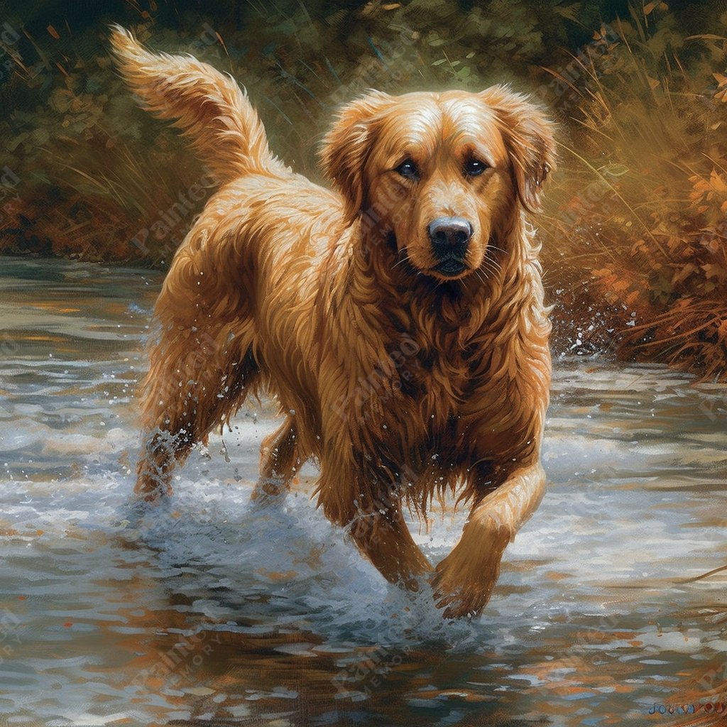 Splashing Pup - Painted Memory